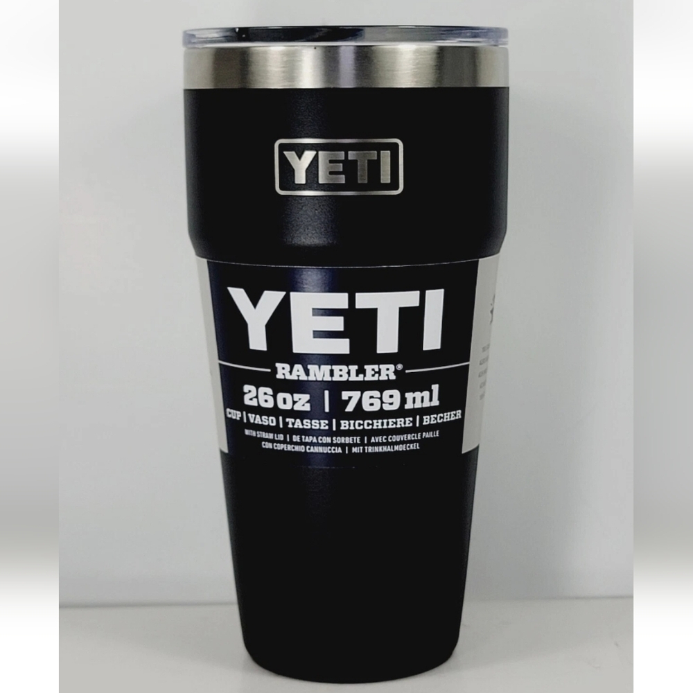 YETI Rambler 26 oz Cup Travel Tumbler w/Lid Black NEW